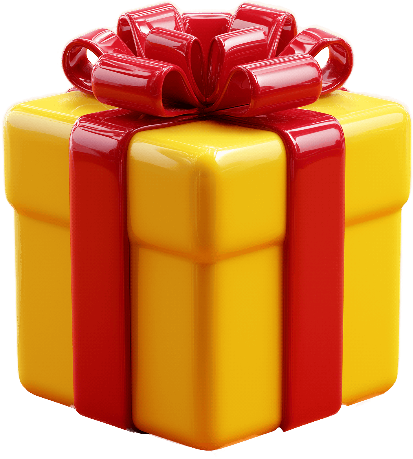 Gift List Party hero illustration - Yellow gift box with red ribbon